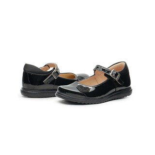 Foto 2 | Foto 2 | Zapato Escolar Para Niña Yuyin Charol Negro Corazón Brillos Negro