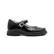 Zapato Escolar Para Niña Soporte Arco Hebilla Flores Negro Negro