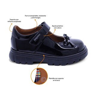 Foto 2 | Foto 2 | Zapato Escolar Coqueta Para Niña De Charol Negro Thunder Con Moño