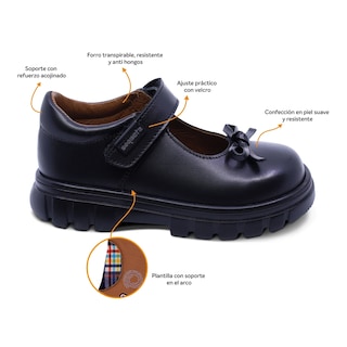 Foto 2 | Foto 2 | Zapato Escolar Coqueta Para Niña De Piel En Negro Thunder Con Moño