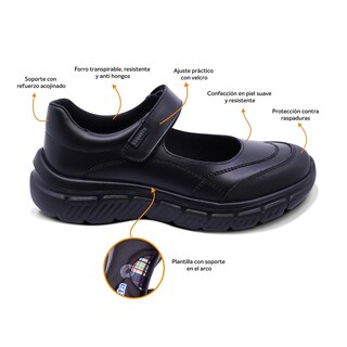 Foto 2 | Foto 2 | Zapato Escolar Coqueta Para Niña De Piel Negro Balu Con Puntera Antiraspaduras