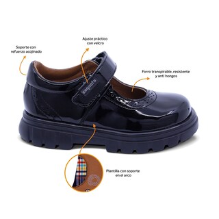 Foto 2 | Foto 2 | Zapato Escolar Coqueta Para Niña De Charol Negro Thunder Con Perforado