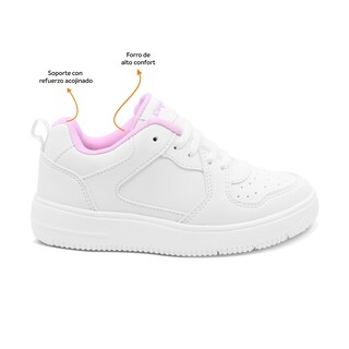 Foto 2 | Foto 2 | Tenis Escolar Coqueta Para Niña Sintético Blanco Con Detalles En Rosa