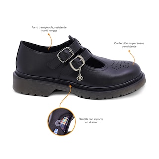 Foto 2 | Foto 2 | Zapato Escolar Coqueta Para Niña De Piel En Negro Martín Con Perforado