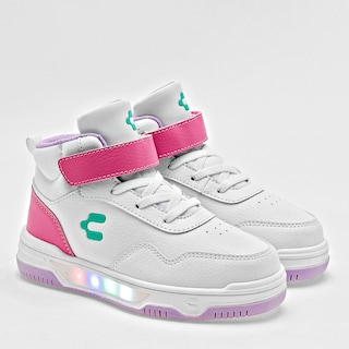 Foto 1 | Foto 1 | Charly Tenis Urbano Para Niña Blanco Rosa, Agujeta Elastica, Con Luces Cod.131619