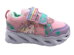 Tenis Rojo Arándano Unicornio Rosas con Led para Niña