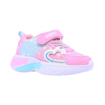 Tenis Casual Rosa Y Azul Para Niña Coqueta 605000-i Con Agujeta Elastica Y Velcro