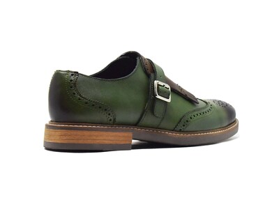 Foto 3 | Foto 3 | Monk Strap Bostoniano Warlock 8015 Verde De Piel Pintado A Mano Para Hombre