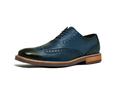 Foto 1 | Foto 1 | Bostoniano Warlock 8004 Azul De Piel Pintado A Mano Para Hombre