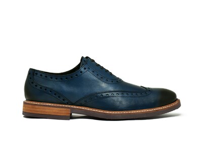 Foto 4 | Foto 4 | Bostoniano Warlock 8004 Azul De Piel Pintado A Mano Para Hombre