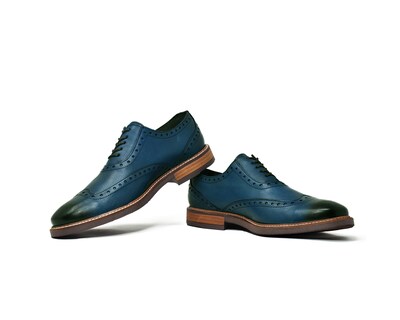 Foto 5 | Foto 5 | Bostoniano Warlock 8004 Azul De Piel Pintado A Mano Para Hombre