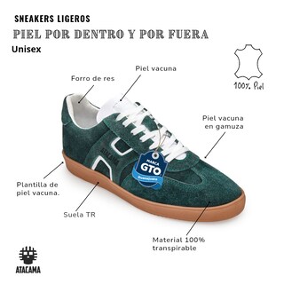 Foto 3 | Foto 3 | Tenis Atacama Billie Gamuza Verde De Piel Forro Vacuno