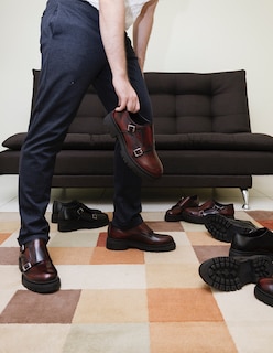 Foto 5 | Foto 5 | Monkstrap En Piel Vacuno Vino Con Suela Gruesa Para Hombre