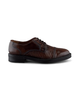 Foto 2 | Foto 2 | Zapato Formal Derby En Piel Vacuno Grabado Café Para Hombre