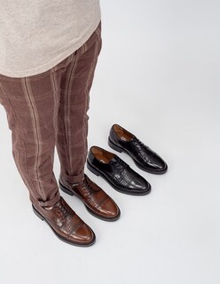 Foto 6 | Foto 6 | Zapato Formal Derby En Piel Vacuno Grabado Café Para Hombre