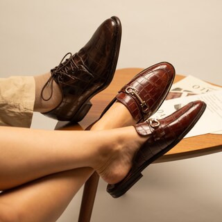 Foto 6 | Foto 6 | Zapato Derby De Piel Café Oscuro Con Grabado Lagarto Para Hombre