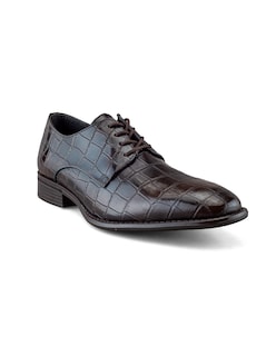 Foto 1 | Foto 1 | Zapato Derby De Piel Café Oscuro Con Grabado Lagarto Para Hombre