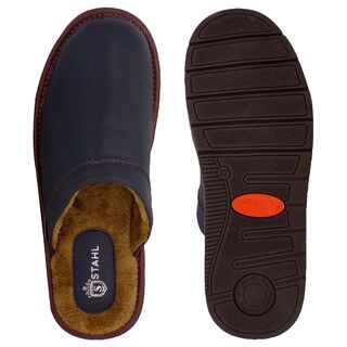 Foto 3 | Foto 3 | Pantuflas De Piel Salto De Cama Para Hombre Marca Stahl Modelo 4747 Color Marino