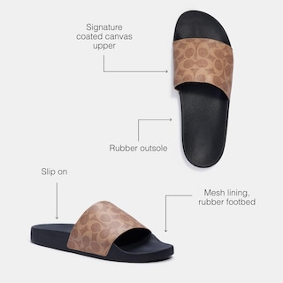 Foto 3 | Foto 3 | Sandalia Pool Slide Coach Para Hombre, Lona Revestida, Color Tostado, Talla 11 - Venta Internacional.