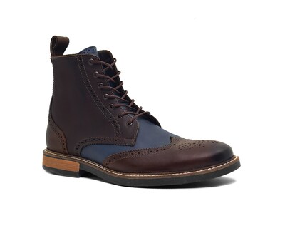 Foto 1 | Foto 1 | Bota Bostoniana Warlock 8022 Azul De Piel Pintada A Mano Para Hombre