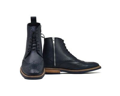 Foto 5 | Foto 5 | Bota Bostoniana Warlock 8022 Azul De Piel Para Hombre