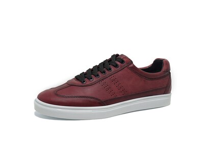 Foto 2 | Foto 2 | Tenis Warlock 2043 Vino De Piel Pintado A Mano Para Hombre.