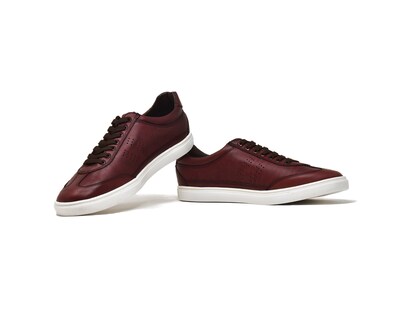 Foto 4 | Foto 4 | Tenis Warlock 2043 Vino De Piel Pintado A Mano Para Hombre.