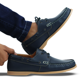 Foto 2 | Foto 2 | Mocasines Náuticos Rams Cottons Top-sider Azules con Detalles en Marrón de Piel para Hombre