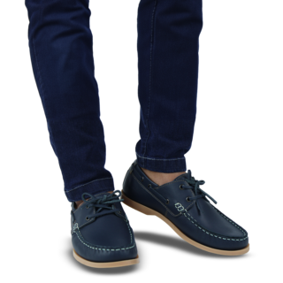 Foto 5 | Foto 5 | Mocasines Náuticos Rams Cottons Top-sider Azules con Detalles en Marrón de Piel para Hombre