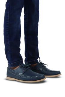 Foto 6 | Foto 6 | Mocasines Náuticos Rams Cottons Top-sider Azules con Detalles en Marrón de Piel para Hombre