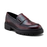Zapato Casual Tipo Loafer Vino Para Hombre Con Suela Chunky