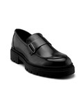 Zapato Casual Loafer Negro Para Hombre Con Suela Gruesa