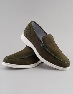 Foto 7 | Foto 7 | Mocasín Verde De Gamuza Para Hombre Con Suela Flexible