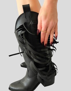 Foto 5 | Foto 5 | Bota Cowboy Malabis Bot-1014 Negras Decorada al Costado para Mujer