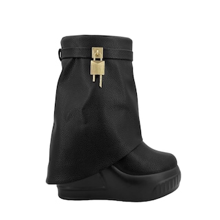 Foto 1 | Foto 1 | Bota Plegable Negra Detalle Candado Dorado Liliana para Mujer