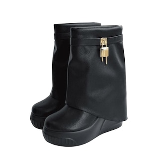 Foto 3 | Foto 3 | Bota Plegable Negra Detalle Candado Dorado Liliana para Mujer