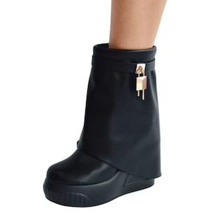 Foto 4 | Foto 4 | Bota Plegable Negra Detalle Candado Dorado Liliana para Mujer