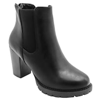 Botín Con Tacón Exterior Piel Vegana Color Negro Para Mujer De Rbcollection