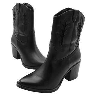 Foto 5 | Foto 5 | Botas Tipo Western Exterior Piel Vegana Color Negro Para Mujer De Rbcollection