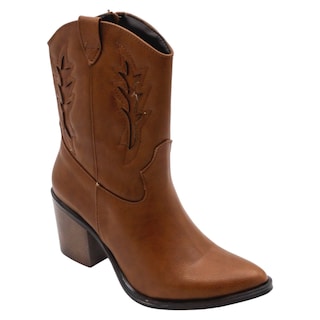 Foto 1 | Foto 1 | Botas RBCollection Tipo Western Exterior Piel Vegana Café para Mujer