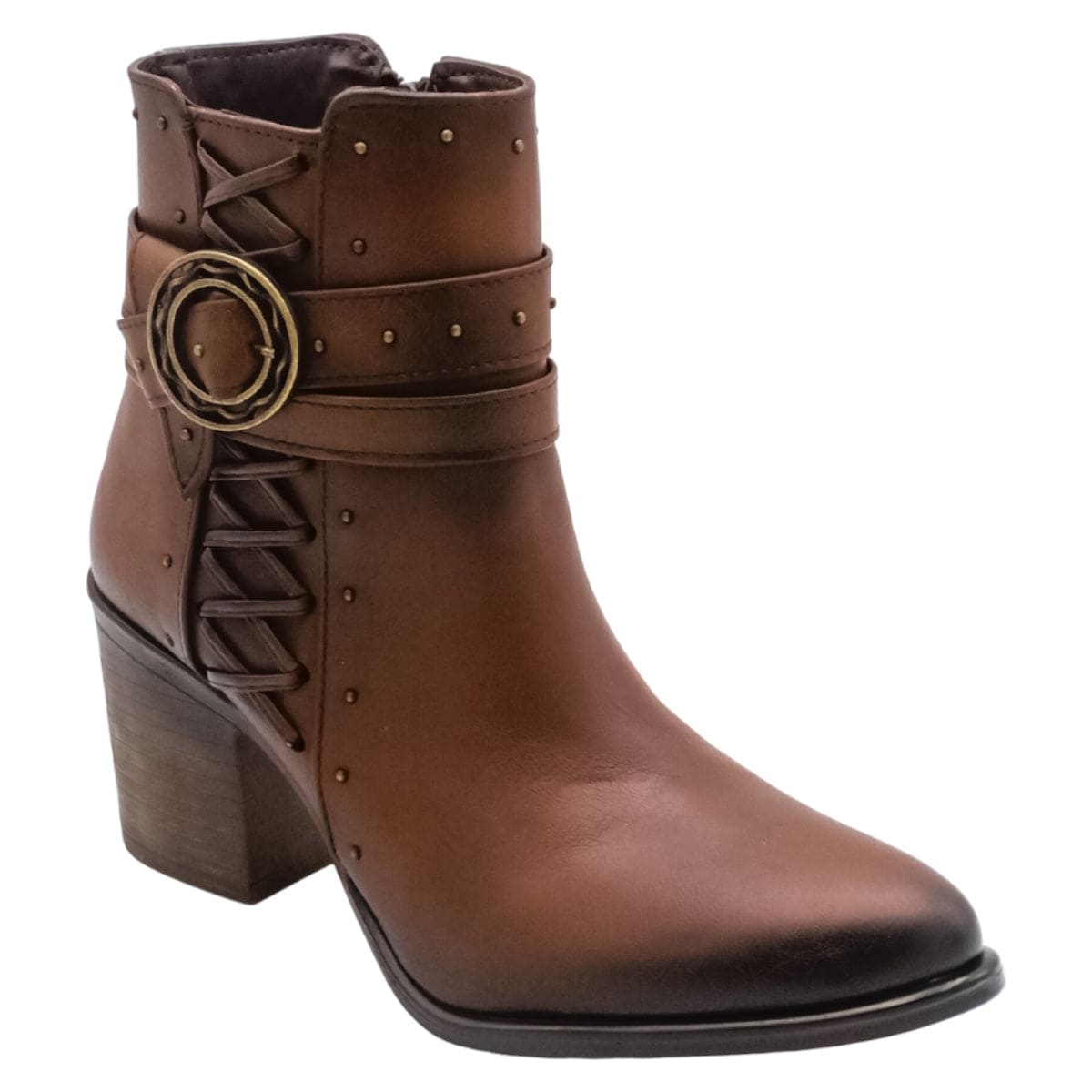 Botín RBCollection con Tacón Exterior Piel Vegana Café para Mujer,Size 25