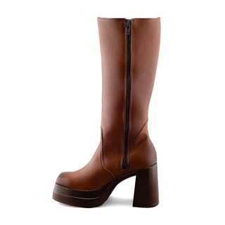 Foto 4 | Foto 4 | Bota Alta Dasalo en Piel Café con Tacón y Plataforma para Mujer