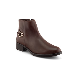 Foto 1 | Foto 1 | Bota En Piel Vacuno Café Con Hebilla Dorada Y Cierre Lateral