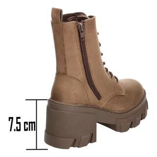 Foto 3 | Foto 3 | Botín Mujer Berlín Café Tacón 7.5 Cm Cintas Zipper Dama Cafe