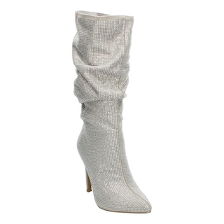 Foto 4 | Foto 4 | Botas Mujer Berlin Plateado Caña Alta Tubo Tacón 11 Cm Plateado