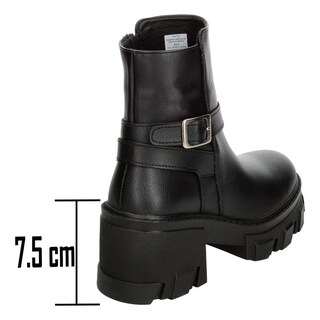 Foto 3 | Foto 3 | Botín Mujer Berlín Negro Tacón 7.5 Cm Hebilla Dama Negro