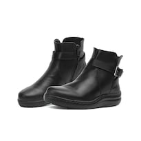 Botin Para Mujer Confort De Piel Suela Cosida Antiderrapante Negro