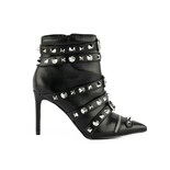 Botin Alto Tacón 10cm Puntal Brillo De Mujer Walki Itzel Negro