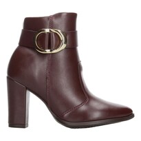 Botines Dama Beira Rio Vino Tacón 9 Cm Casual Para Mujer Rojo