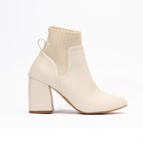 Botines Calceta Tacon Casual 8cm Para Mujer Walki Arlett Beige